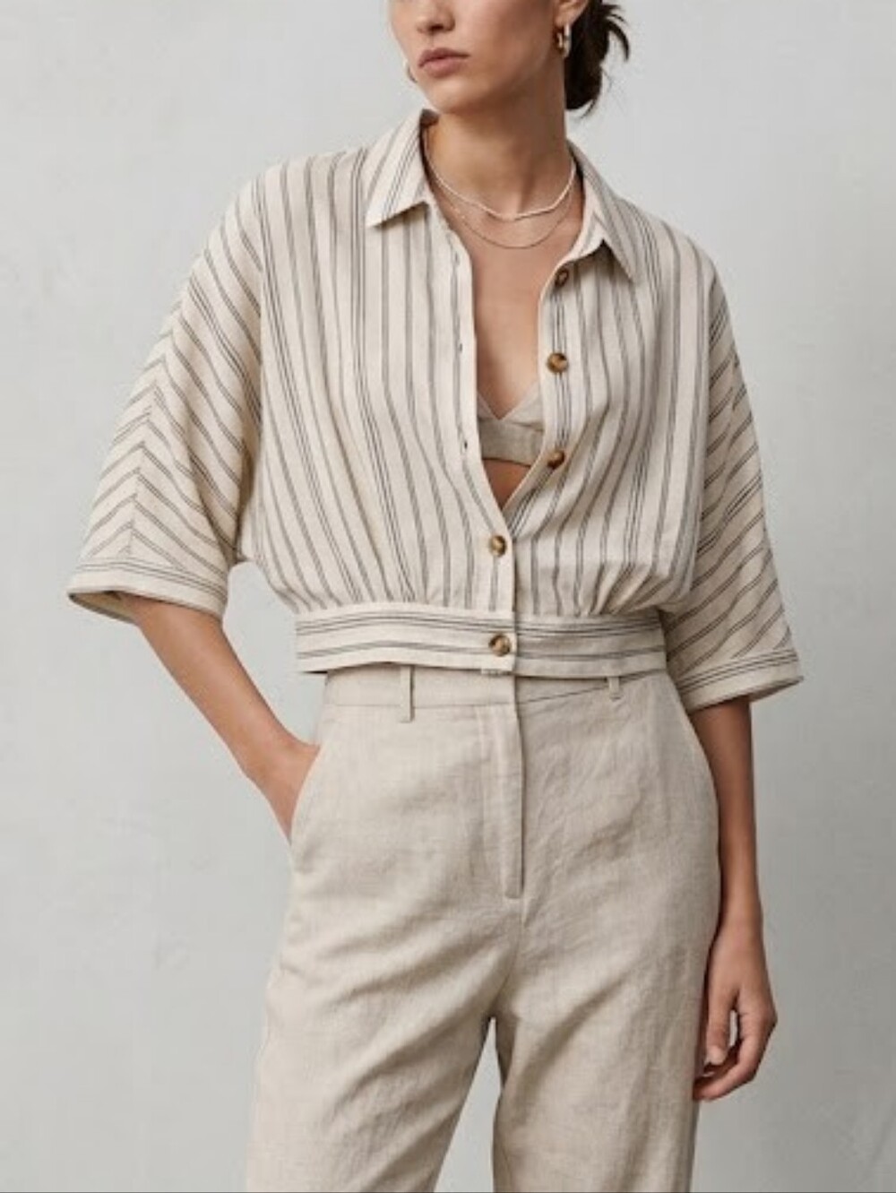 Zara Cropped Cotton Blouse